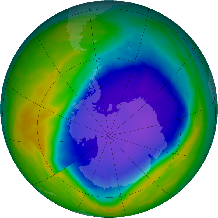 Antarctic ozone map for 12 October 2008